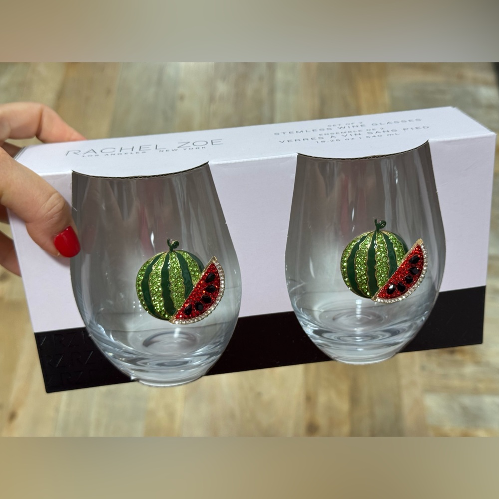 Rachel Zoe Watermelon Glass Set - Green and Red